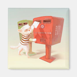 Imán Tiempo de publicación - Gato con buzón taiwanés