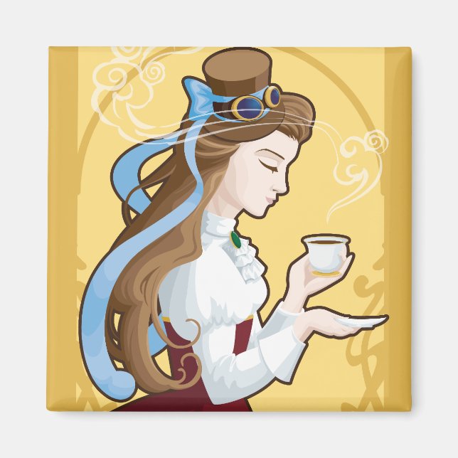 Imán Tiempo de té Steampunk (Frente)