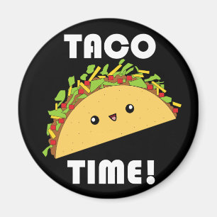 Imán ¡Tiempo lindo del Taco del kawaii! botón