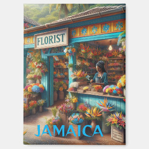 Imán Tienda de mercado de flores en Jamaica tropical he