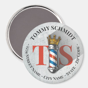 Imán Tienda de peinado de barbería Rey Corona Poste de