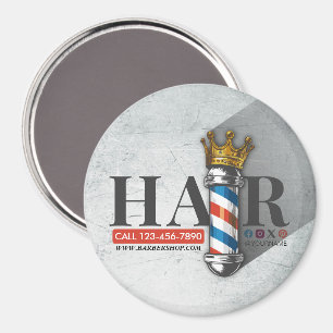 Imán Tienda de peinado de barbero Rey Corona Poste de b