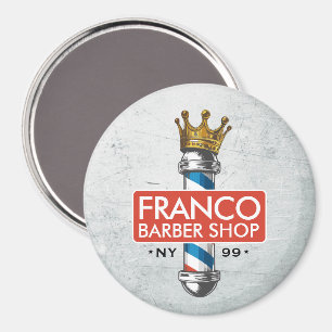 Imán Tienda de peinado de barbero Rey Corona Poste de b