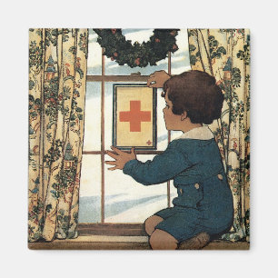 Imán ¿Tienes una bandera de servicio de la Cruz Roja?