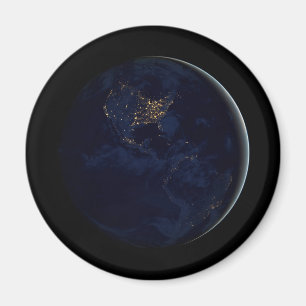 Imán Tierra Completa De Noche Con Luces De Las Américas