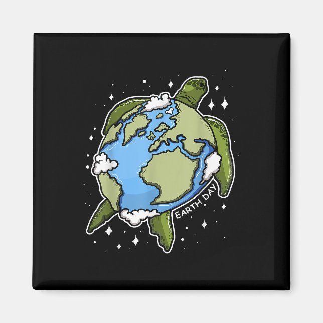 Imán Tierra Día de la Tortuga Tierra Proteger el medio  (Frente)