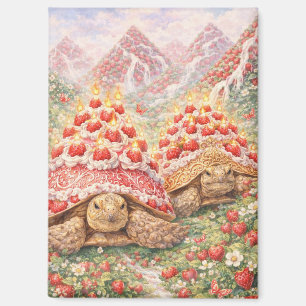 Imán Tierra mágica de fresas con tortugas de pastel de