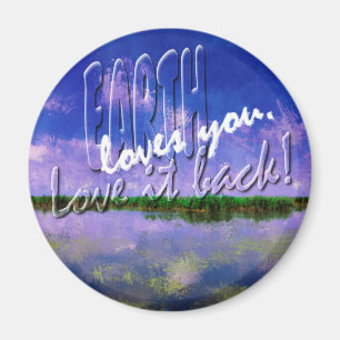 Imán Tierra nuestro hogar azul cielo de verano y agua