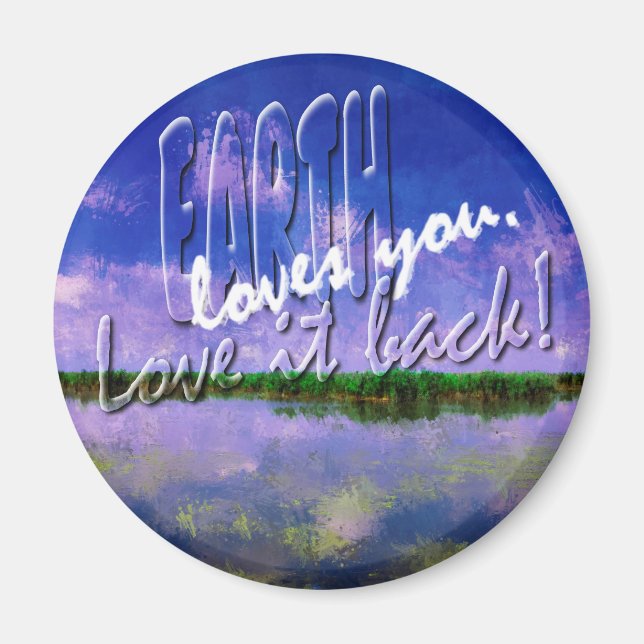 Imán Tierra nuestro hogar azul cielo de verano y agua (Frente)