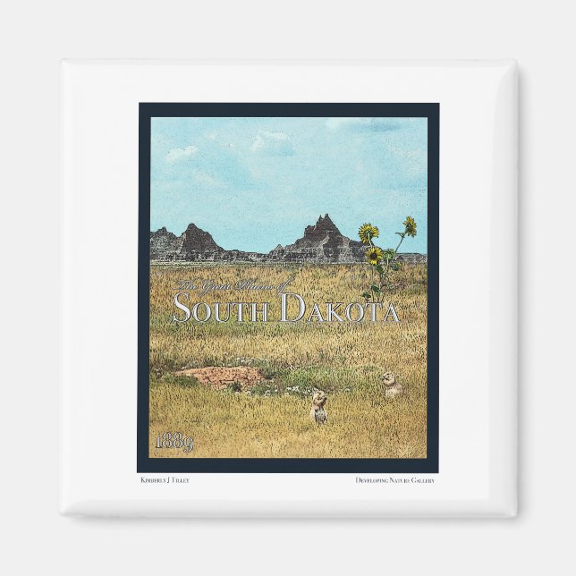 Imán Tierras de pradera de Dakota del Sur (Frente)