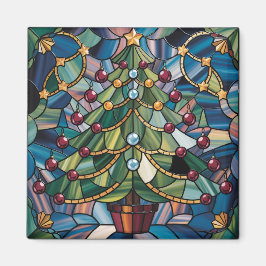 Imán Tiffany-Style Stained Glass Christmas Tree