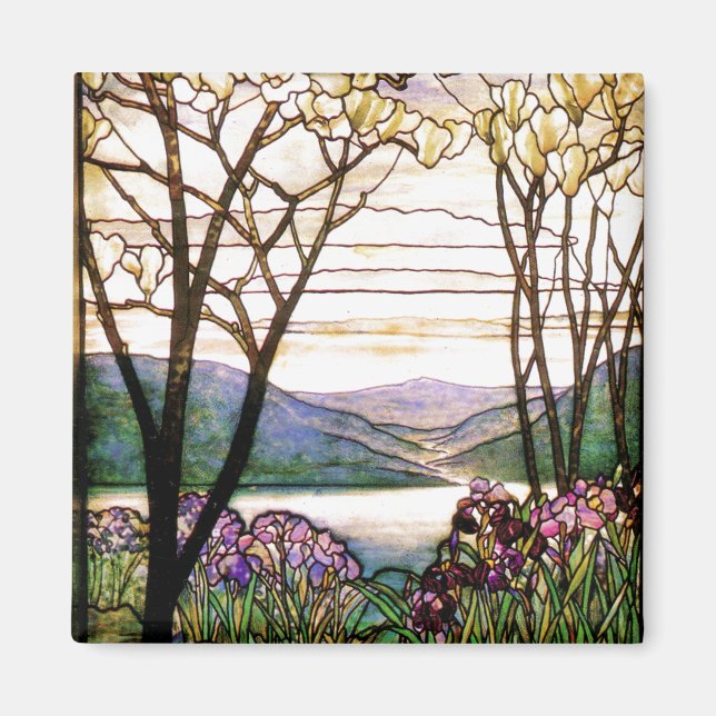 Imán Tiffany Vidrio Manchado Iris Floral (Frente)
