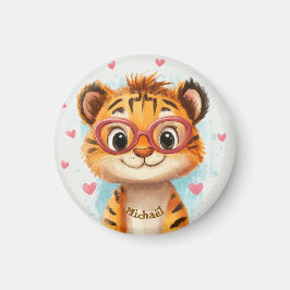 Imán Tiger Valentine's Day Heart Badge Kids School