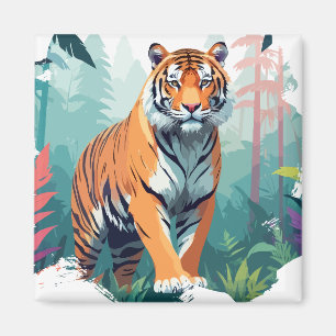 Imán Tiger Vector Art Animal Majestic Naturaleza Salvaj