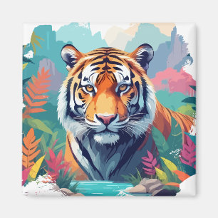 Imán Tiger Vector Art Animal Majestic Naturaleza Salvaj