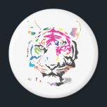 Imán Tigre arcoiris<br><div class="desc">Un diseño moderno y muy fresco con un tigre,  destruido en muchos puntos de tinta súper coloridos.</div>