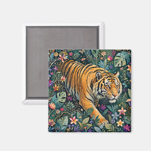 Imán Tigre con ojos ámbar Fantasía follaje de la jungla