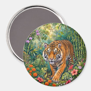 Imán Tigre de Bengala Jungla de Bambú Vibrante