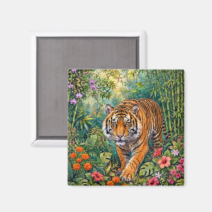 Imán Tigre de Bengala Jungla de Bambú Vibrante