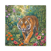 Tigre de Bengala Jungla de Bambú Vibrante