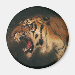 Imán Tigre de Bengala Vintage Gran Gato Rugiendo, Anima