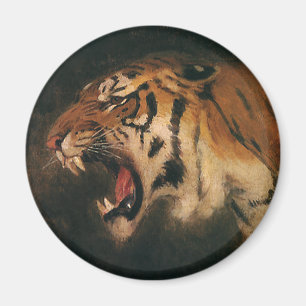 Imán Tigre de Bengala Vintage Gran Gato Rugiendo, Anima