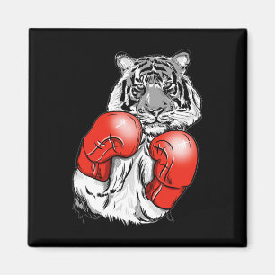 Imán Tigre Divertido de Boxeo con Guantes Rojos Niños A