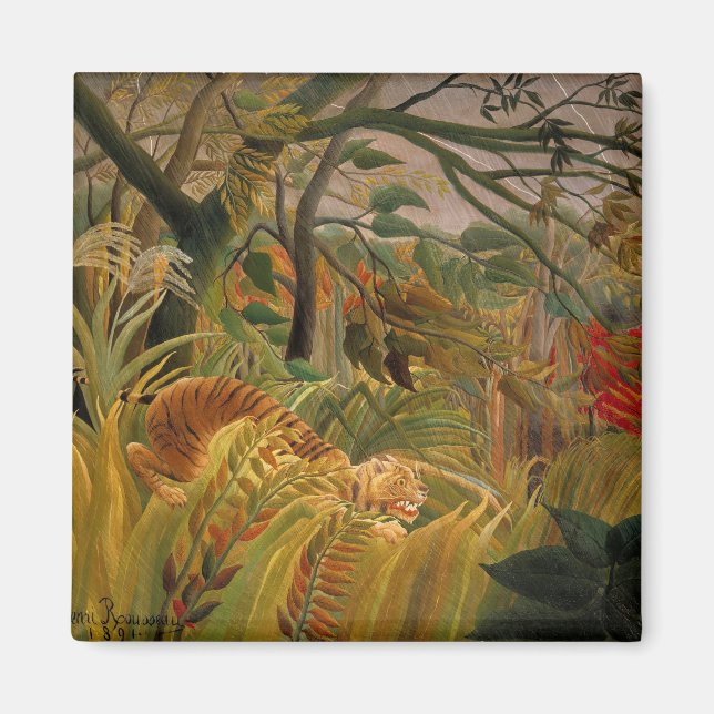 Imán Tigre en tormenta tropical por Henri Rousseau (Frente)