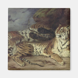 Imán Tigre joven que juega con su madre, 1830 (aceite