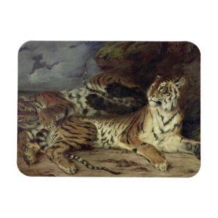 Imán Tigre joven que juega con su madre, 1830 (aceite