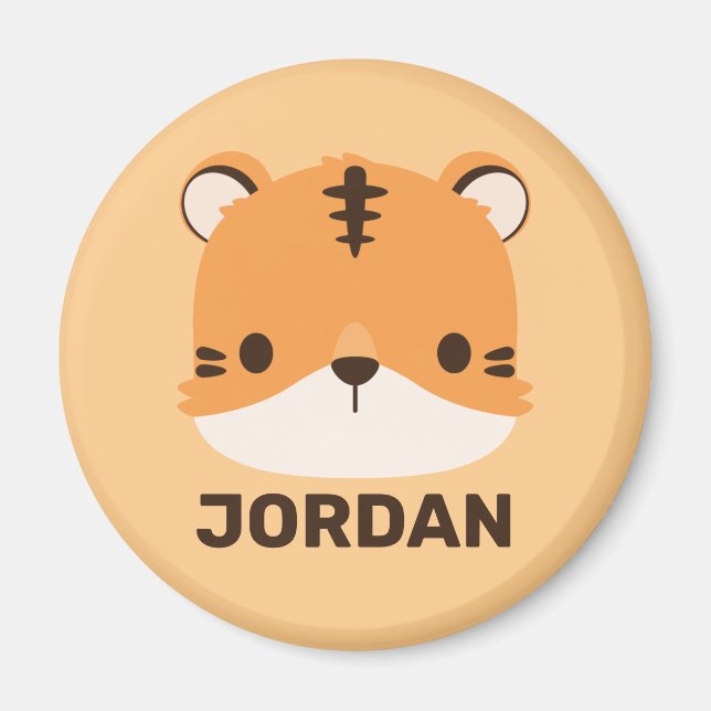 Imán Tigre lindo con nombre personalizado (Frente)