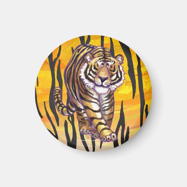 Imán Tigre naranja y negro salvaje (Frente)