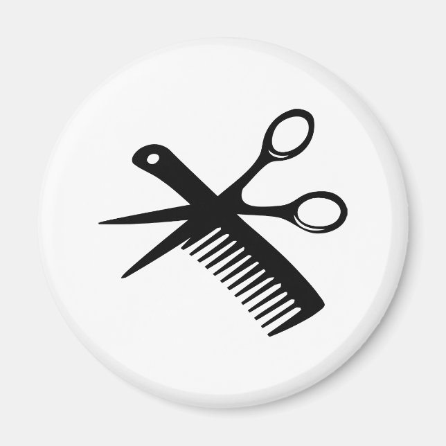Imán tijeras comb. de peluquería negra (Frente)