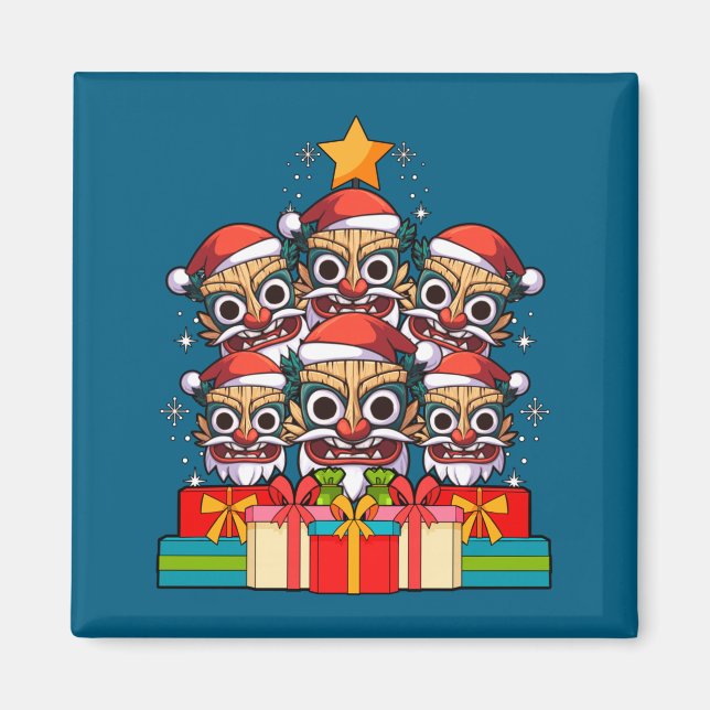 Imán Tiki Le Luau Hawaiian Tiki Mask Christmas Tree Xma (Frente)