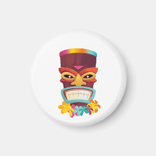 Imán Tiki y flores coloridas