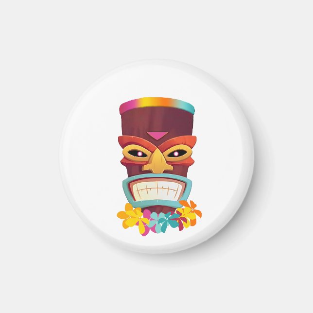 Imán Tiki y flores coloridas (Frente)