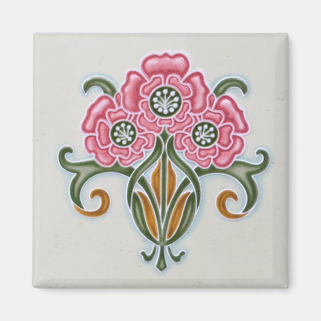 Imán Tile floral Art Nouveau (Frente)