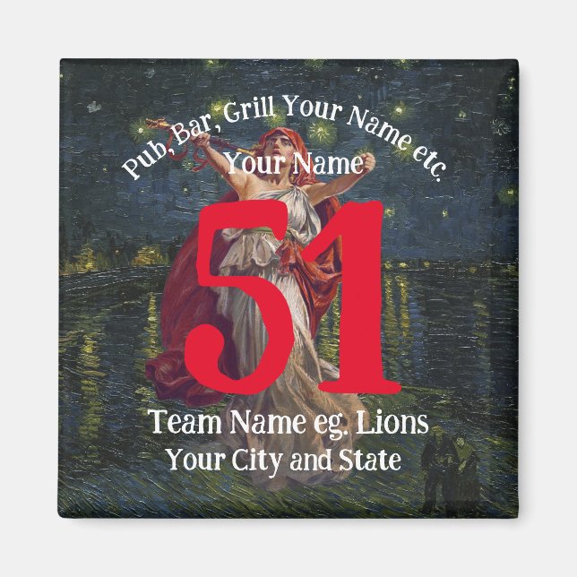 Imán TimeMachine Pub Bar Grill Name Number Your Name (Frente)