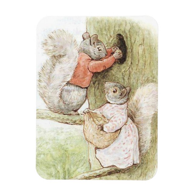 Imán Timmy Tiptoes y Goody Squirrel por Beatrix Potter (Vertical)