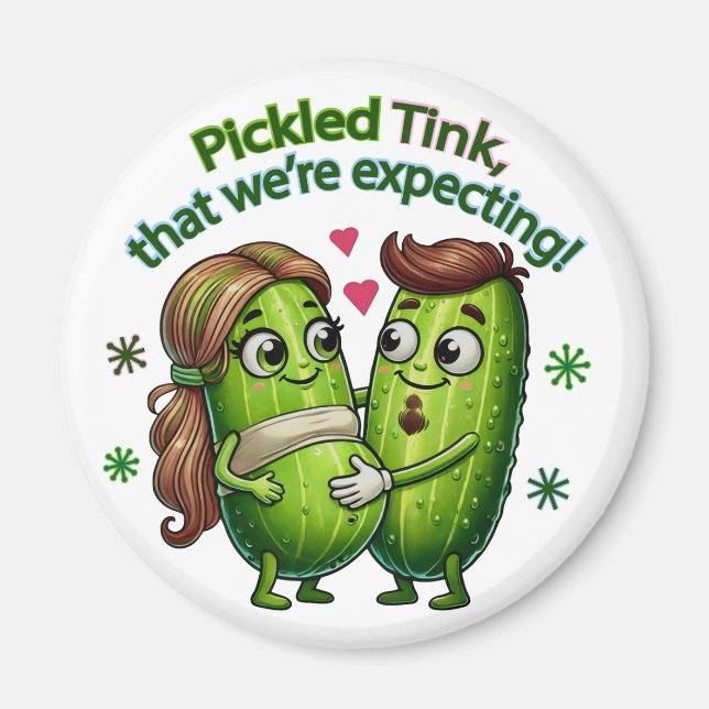 Imán Tinta rosada que esperamos una pareja de rosca (Frente)