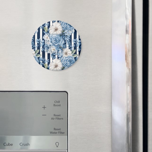 Imán Tinte Azul Marino Rayas Florales Despedida de Solt (In situ (nevera))