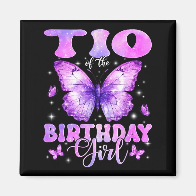 Imán Tio Of The Birthday Girl Butterfly Funny Family  (Frente)
