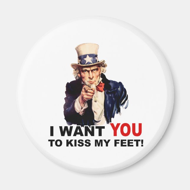 Imán Tío Sam QUIERE QUE ME BESES LOS PIES (Frente)