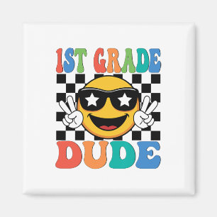 Imán Tipo de primer grado, primer día de clase, niño de