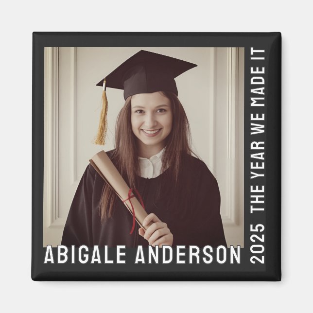 Imán Tipografía blanca y estatuas fotográficas (Frente)