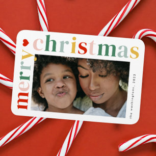 Imán Tipografía Colorida Moderno Feliz Navidad Foto