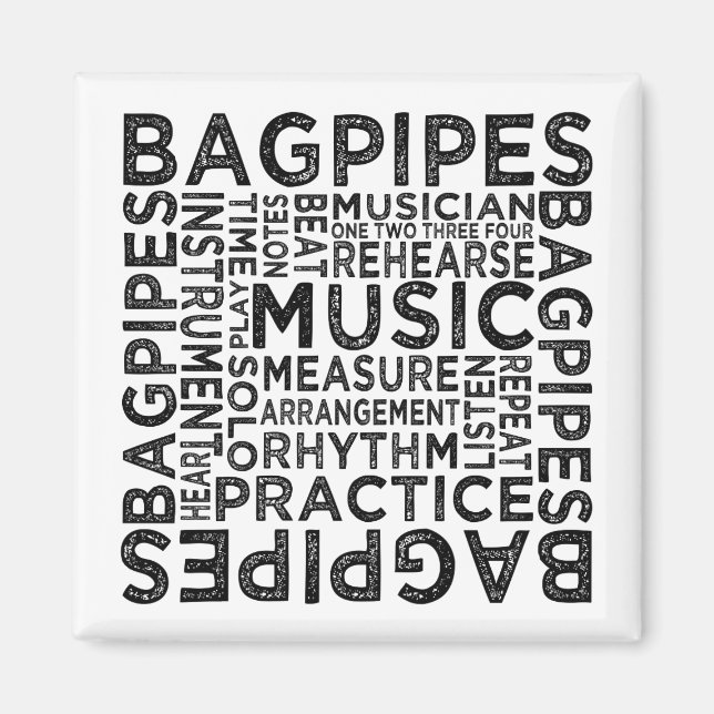 Imán Tipografía de Bagpipes (Frente)