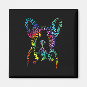 Imán Tipografía de Bulldog Tie Dye Arte de Palabras Fre