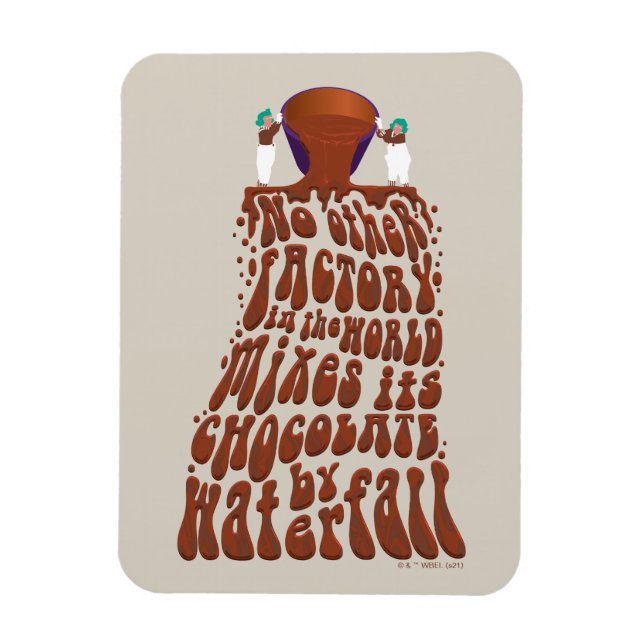 Imán Tipografía de cataratas de chocolate Willy Wonka (Vertical)