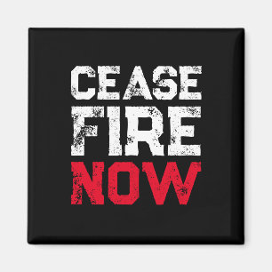 Imán Tipografía de grano negro blanco Cease Fire Now